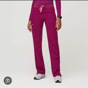FIGS Dark Magenta Kade cargo scrub pants- S tall
